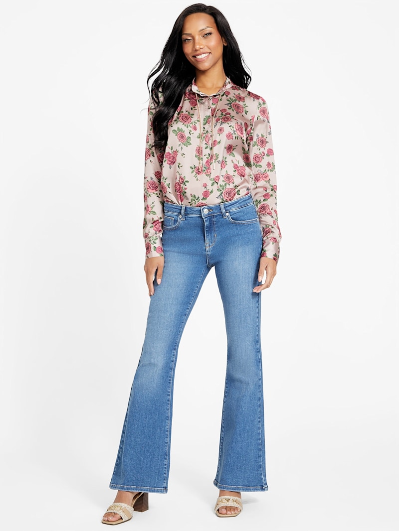 Palmer Printed Satin Shirt | GUESS Factory