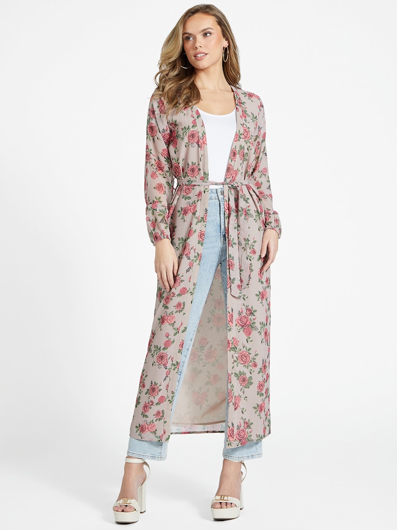 ☆PLENO Amazon Leaf Silk Maxi Dress | GUESS