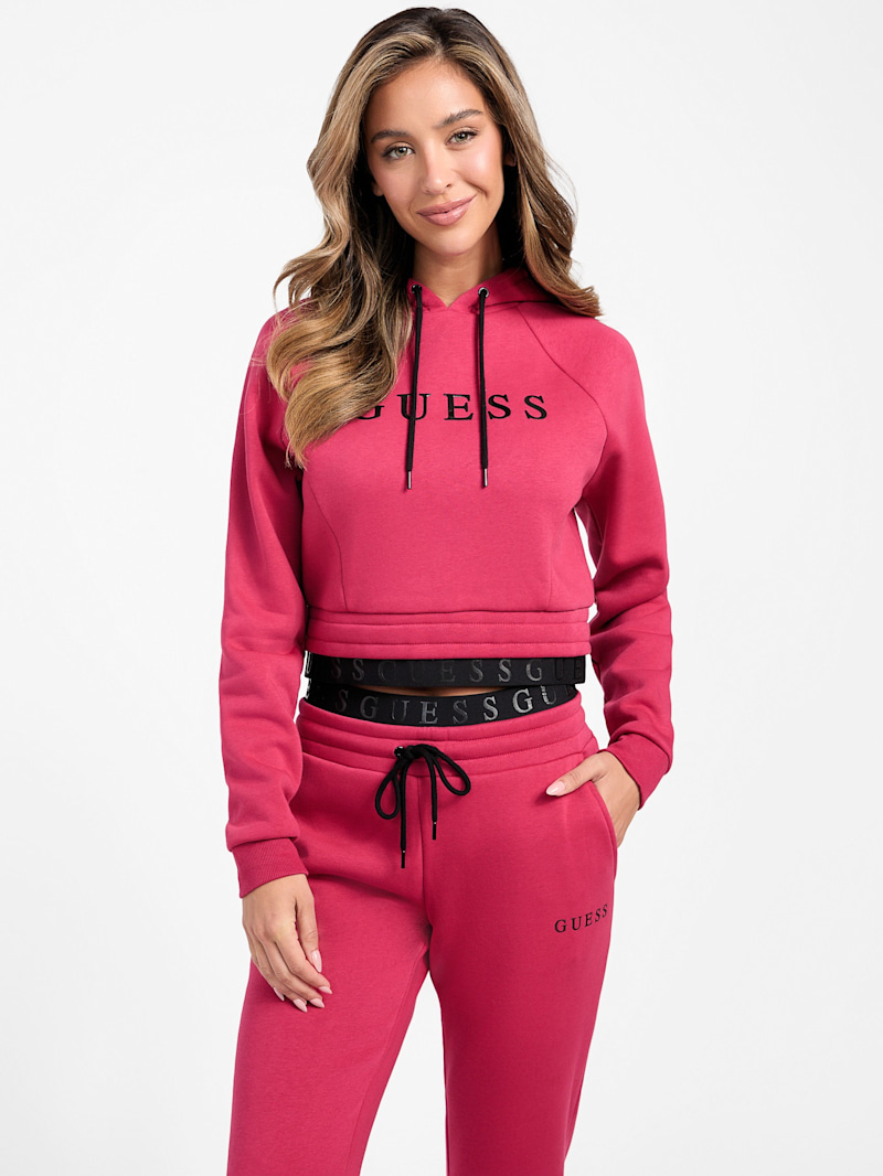 Ivy Fleece Crop Hoodie | GUESS Factory Ca