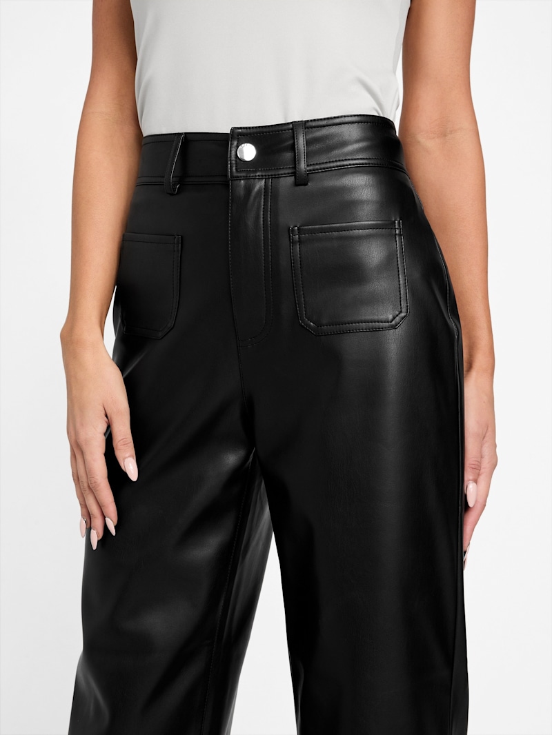 オンワード レザー ブラックパンツ W73 Sandrine Faux-Leather Pant | GUESS Factory