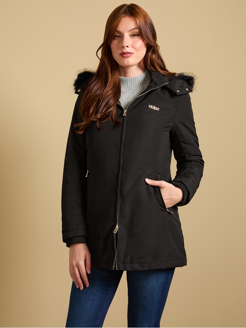 Sammy Hooded Faux-Fur Jacket | GUESS Factory