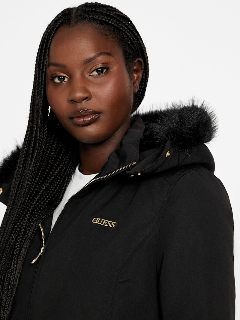 Sammy Hooded Faux-Fur Jacket | GUESS Factory