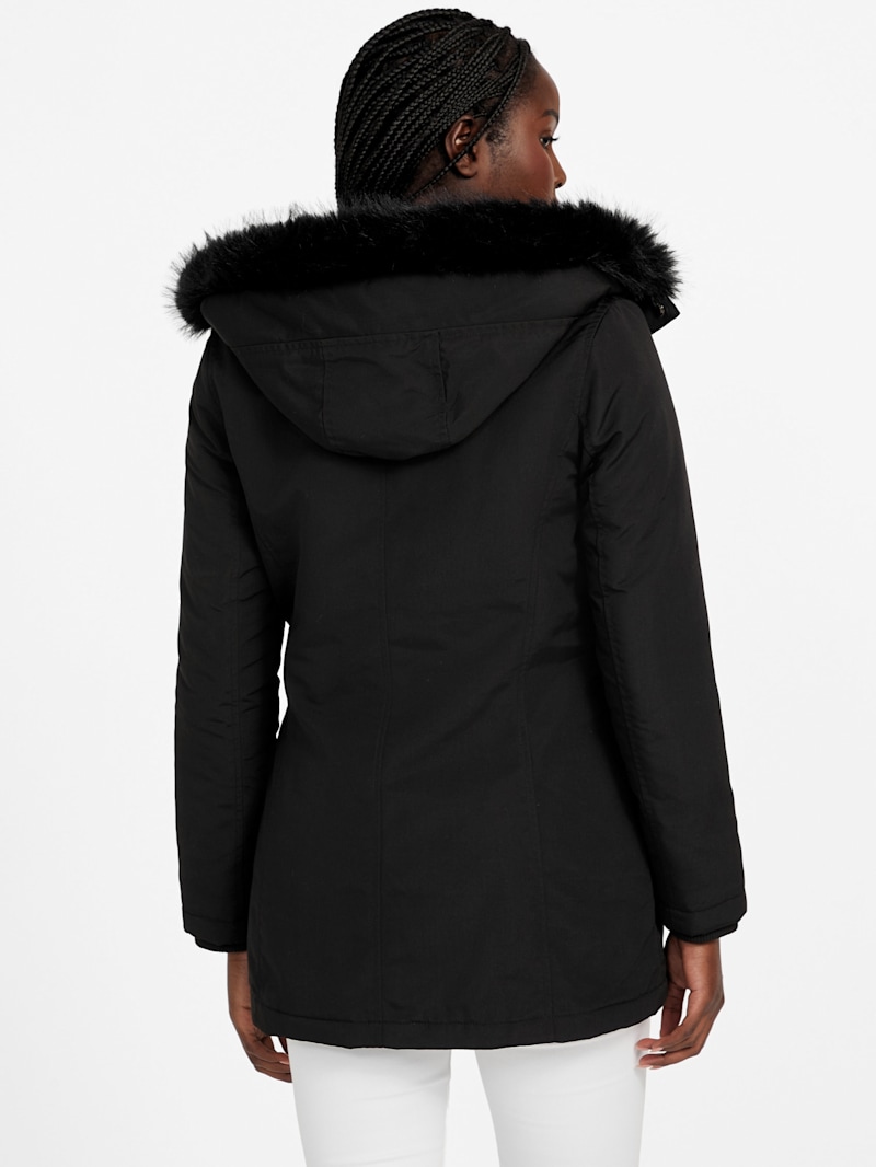 Sammy Hooded Faux-Fur Jacket | GUESS Factory