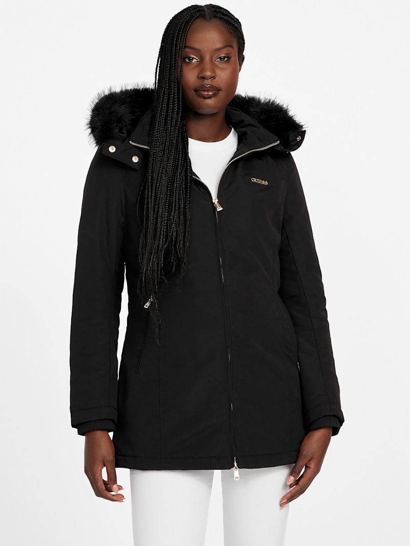 Sammy Hooded Faux-Fur Jacket | GUESS Factory