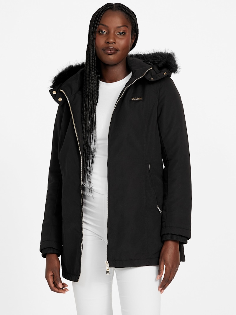 Sammy Hooded Faux-Fur Jacket | GUESS Factory