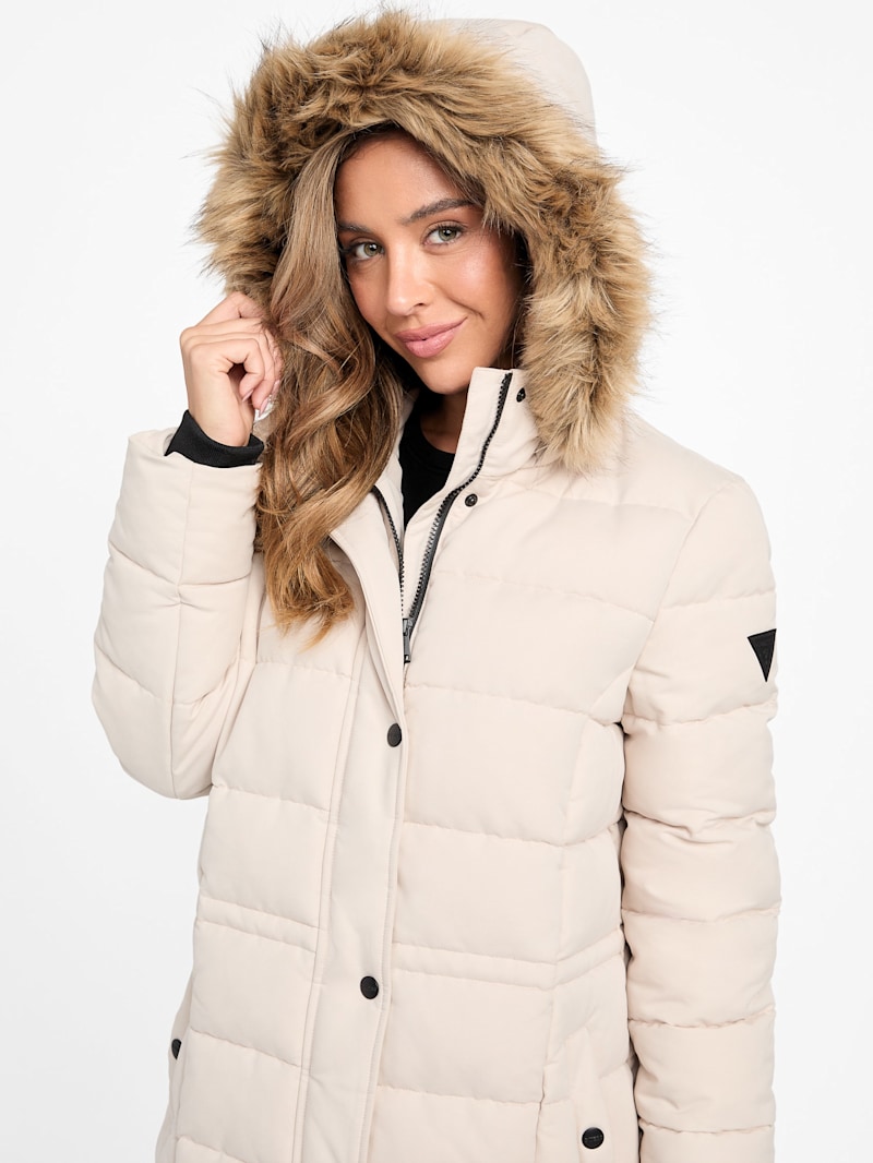 BEIGE, ウールアウター　オフホワイト4 Eco Sybil Padded Long Coat | GUESS Factory