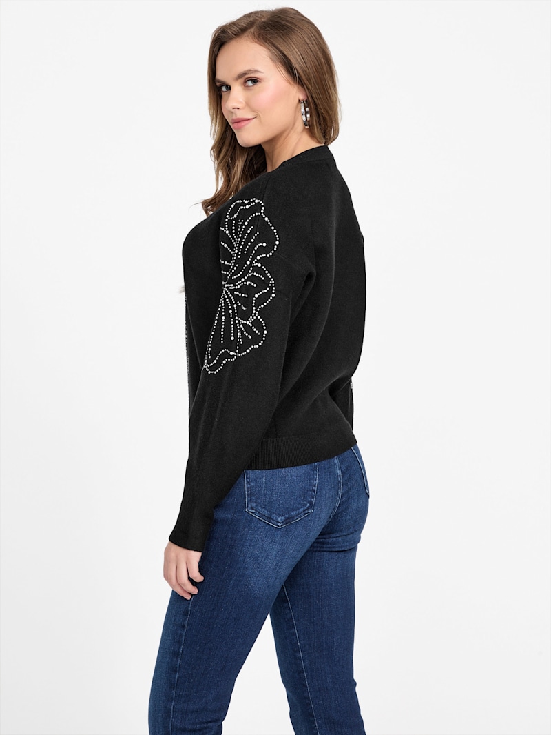 ユリ Juliana Embellished Floral Sweater | GUESS Factory