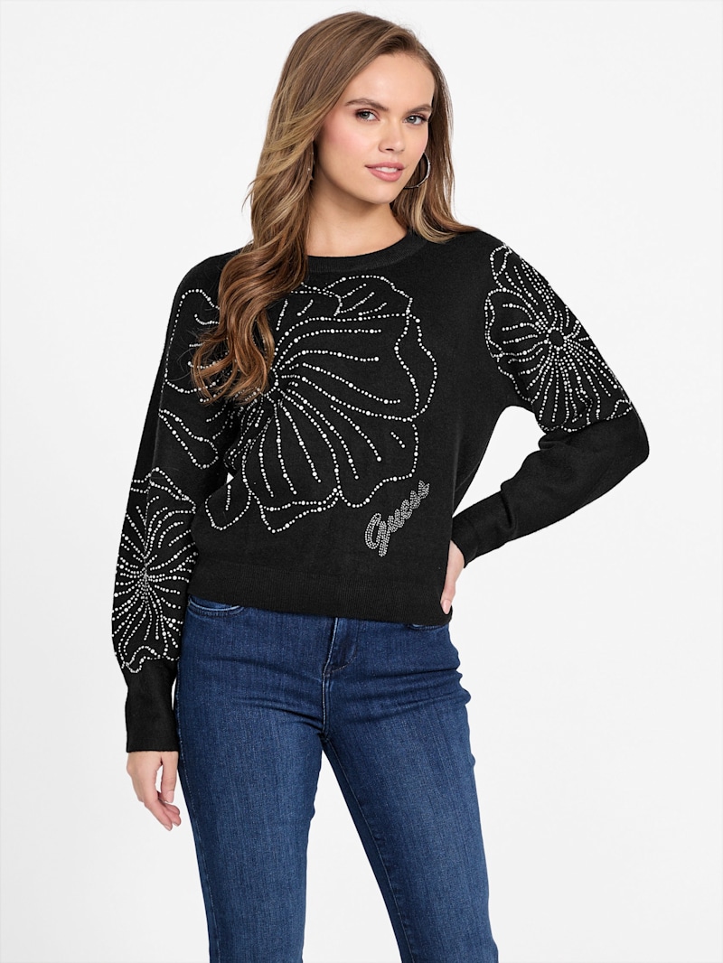 【GX1000】 Jacquard Knit Floral Sweater [Black] Jacquard Knit Floral Sweater [Black] – GX1000