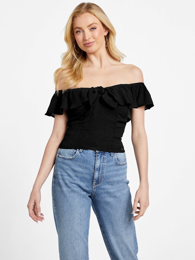 Juno Off-the-Shoulder Crop Top | GUESS Factory