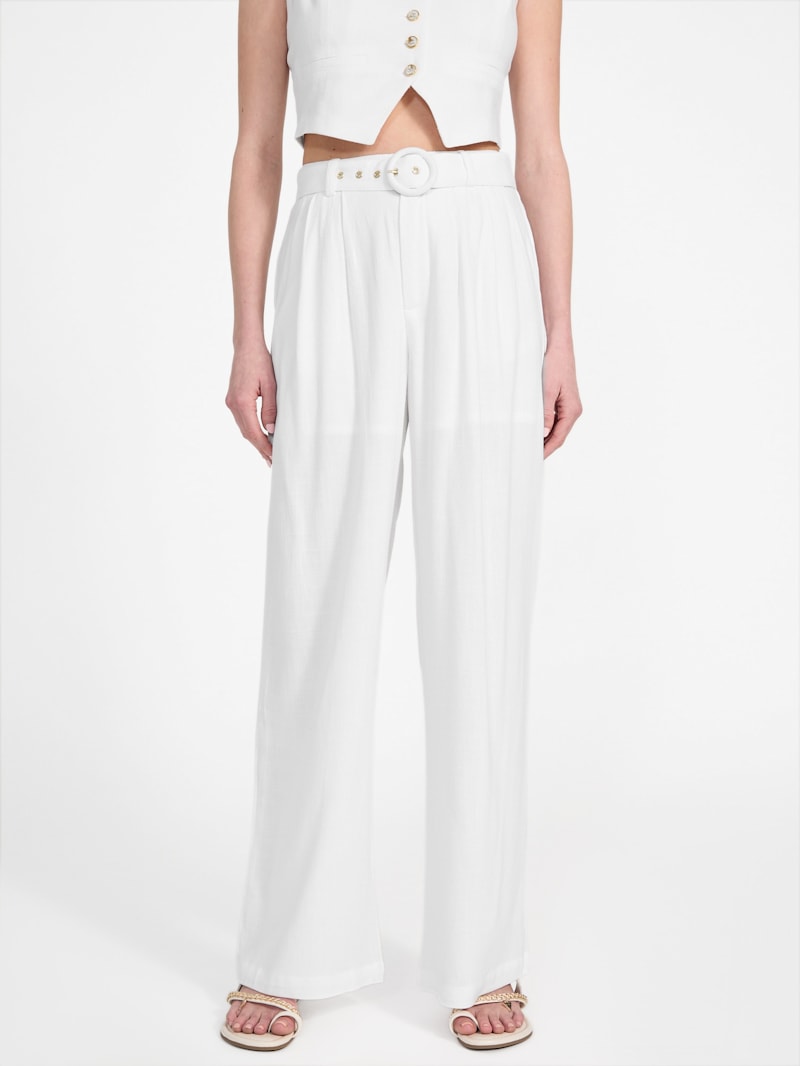 fig L London Carol pants ホワイト Charlie Belted Linen Pants | GUESS Factory