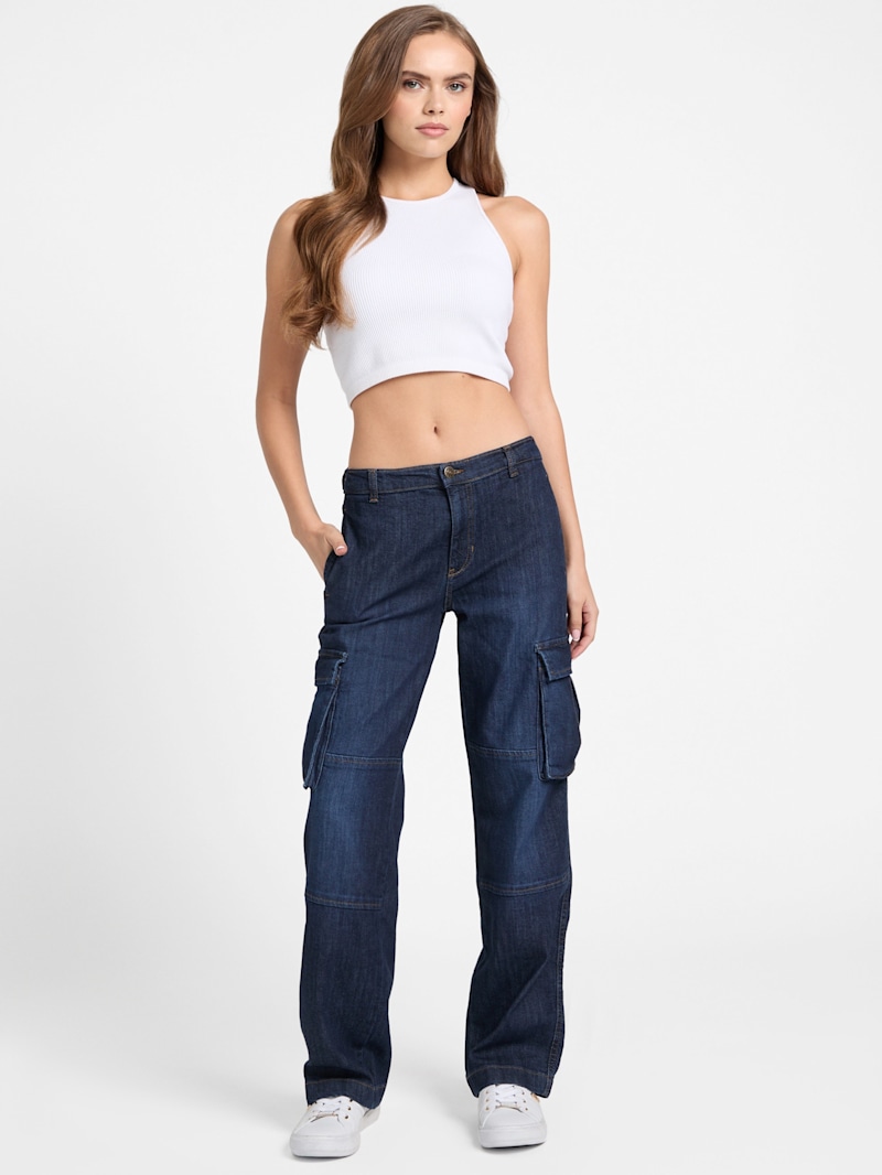 【BAON】Haring banding cargo denim pants Glkaend Denim Cargo Pants for Women Fashion High Waist Baggy