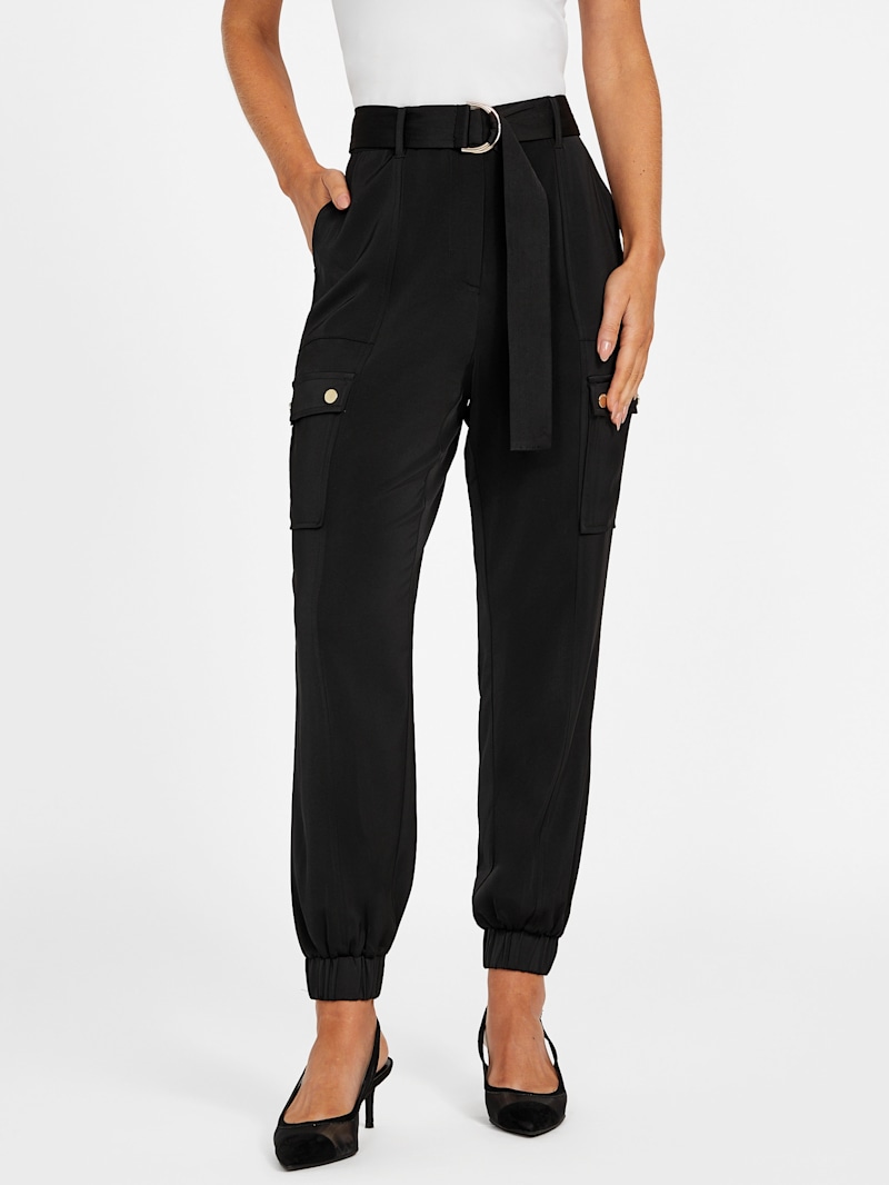 Belinda Skinny Satin Cargo Pants | GUESS Factory