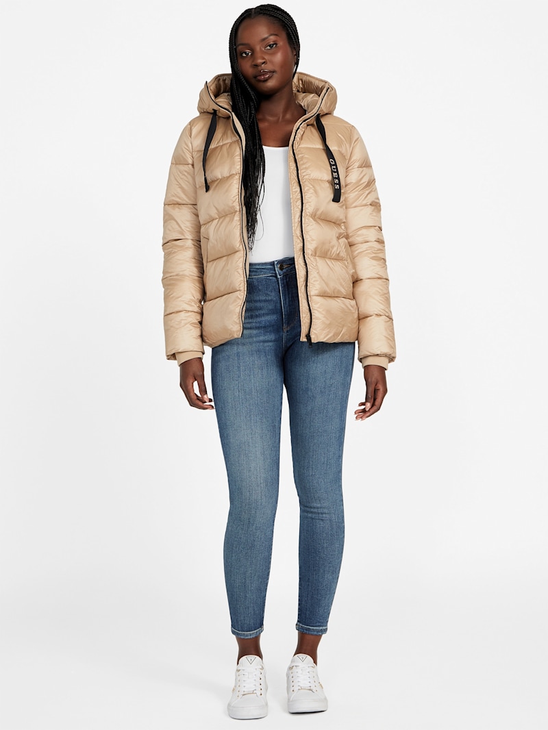 Malina Woven Puffer Jacket | GUESS Factory Ca