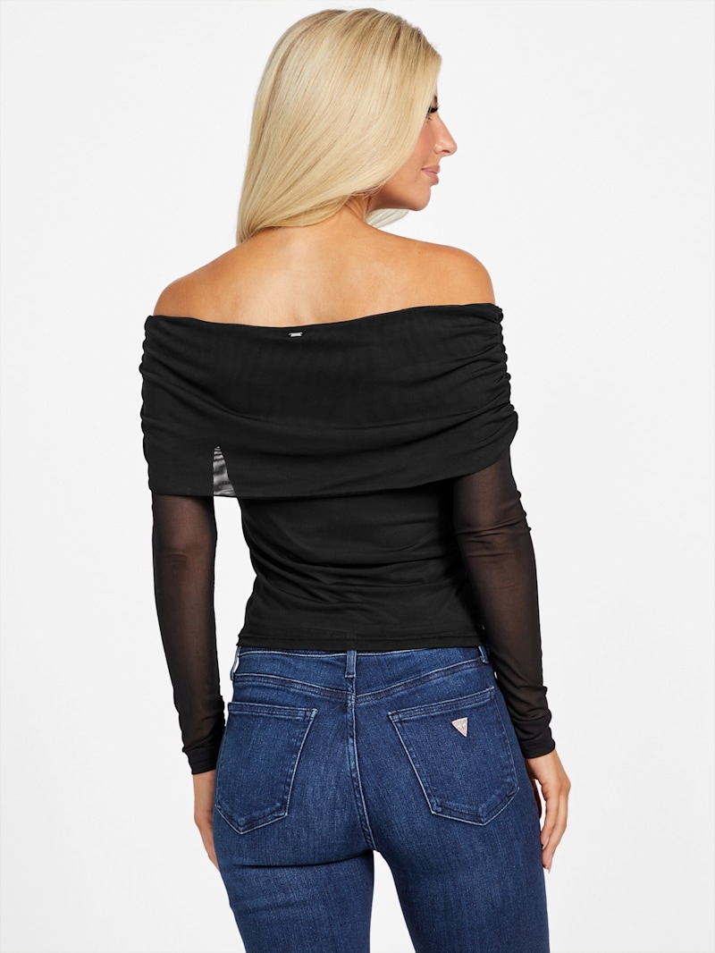 Lacey Sheer Off-the-Shoulder Top | GUESS Factory