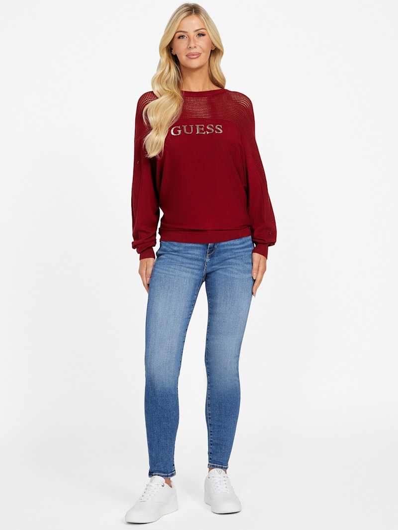ジーひな Tina Crystal Crewneck Sweater | GUESS Factory