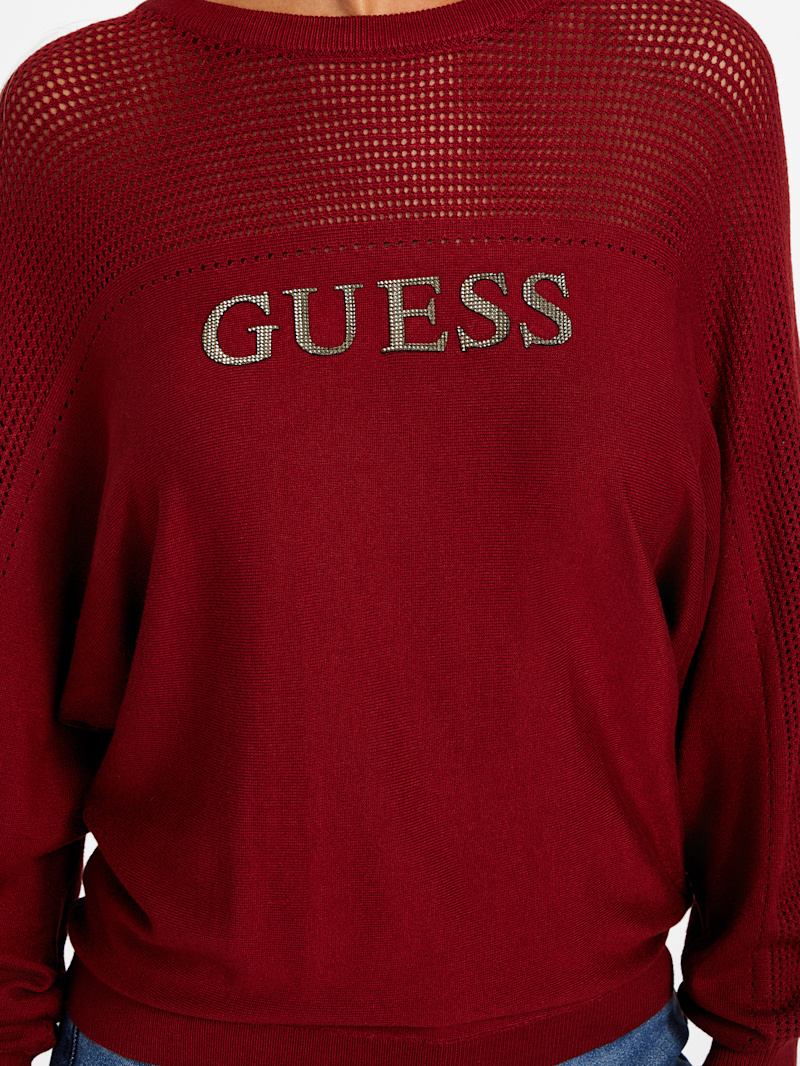 ジーひな Tina Crystal Crewneck Sweater | GUESS Factory