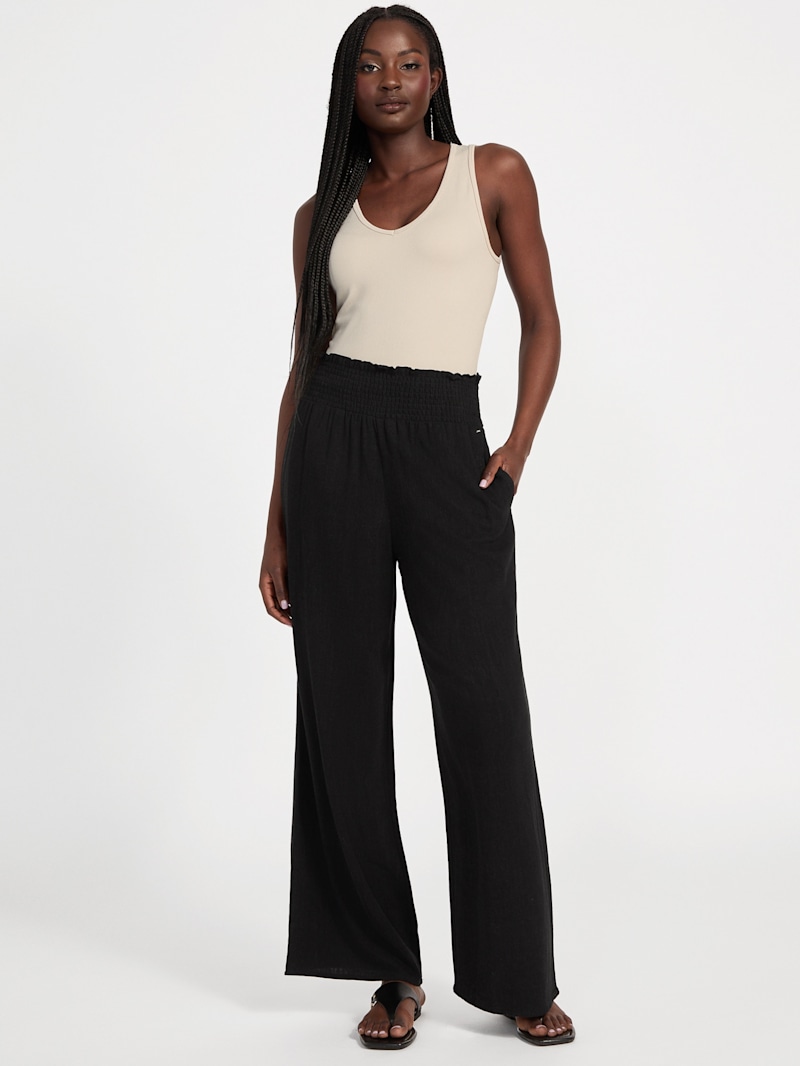 Harper Linen-Blend Palazzo Pants | GUESS Factory Ca