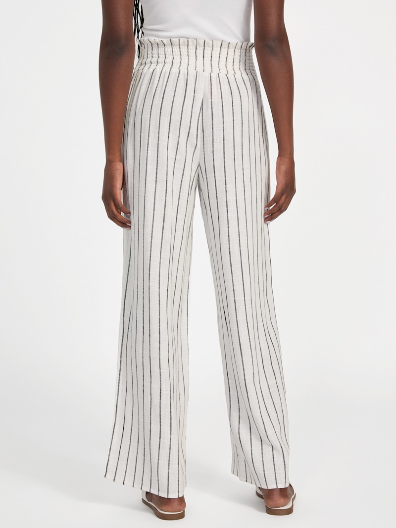Harper Striped Linen-Blend Palazzo Pants | GUESS Factory