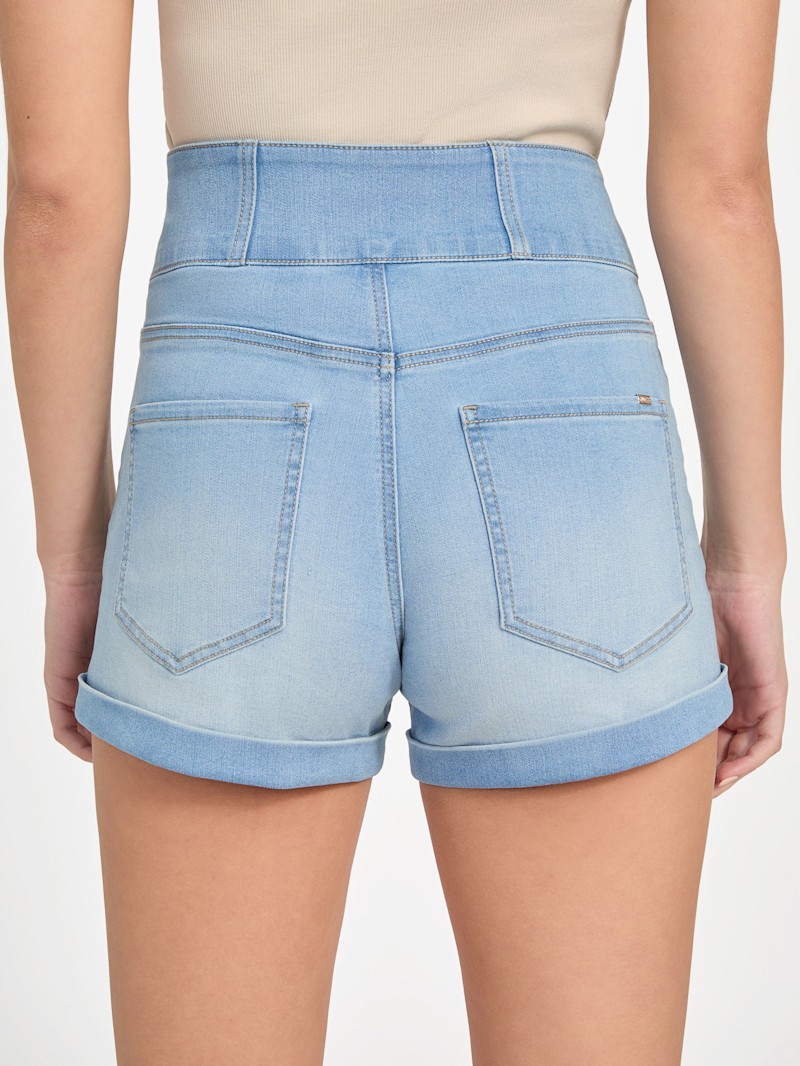 Eco Milan High-Rise Denim Corset Shorts | GUESS Factory