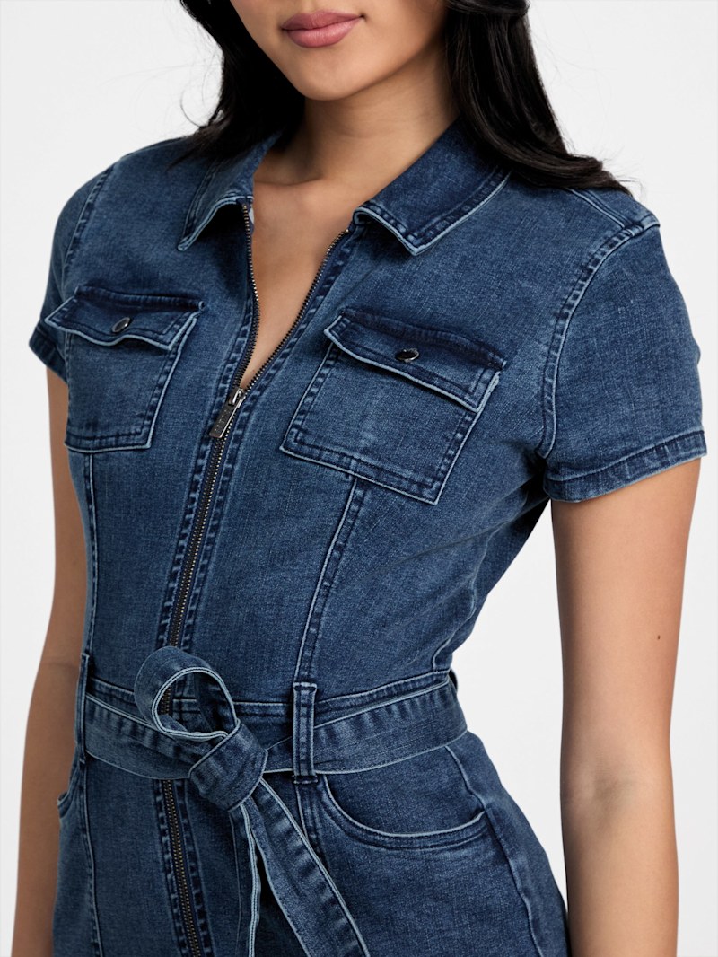Eco Deanna Belted Denim Dress | GUESS Factory