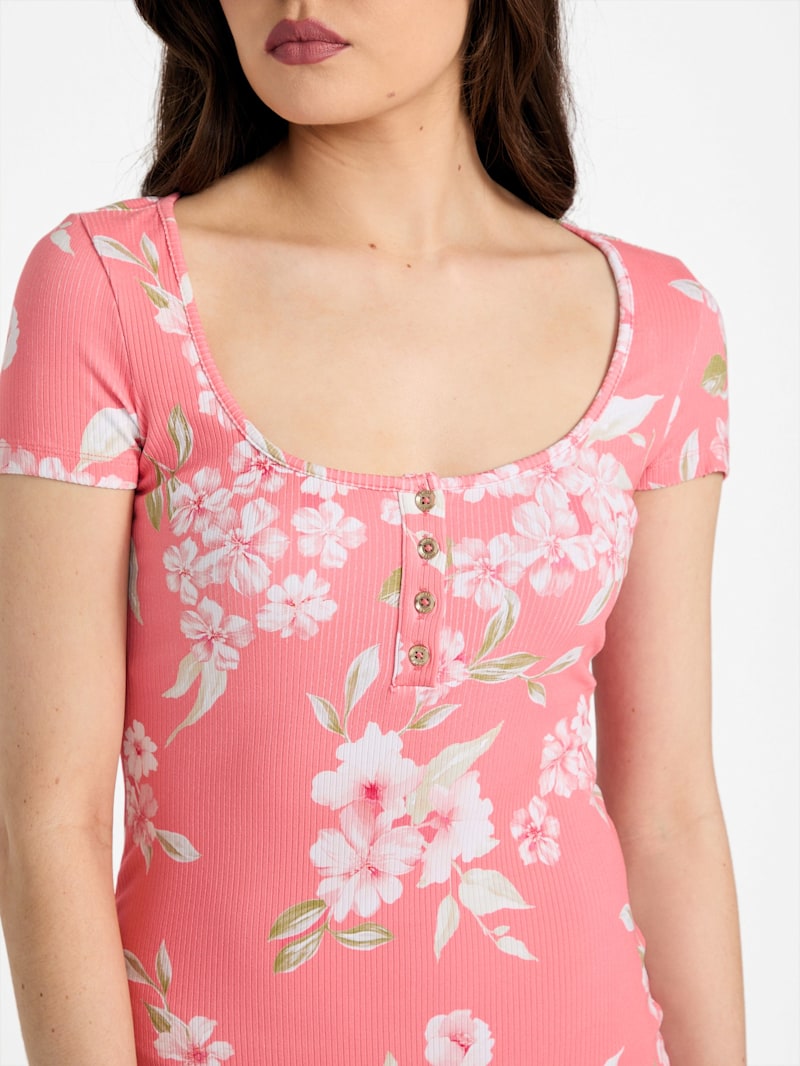 Kandy Floral Ribbed-Knit Dress | GUESS Factory