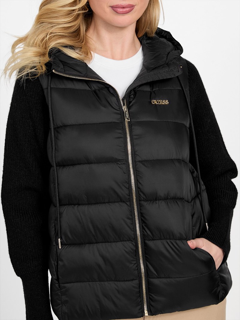 Stephany Hooded Puffer Jacket | GUESS Factory Ca