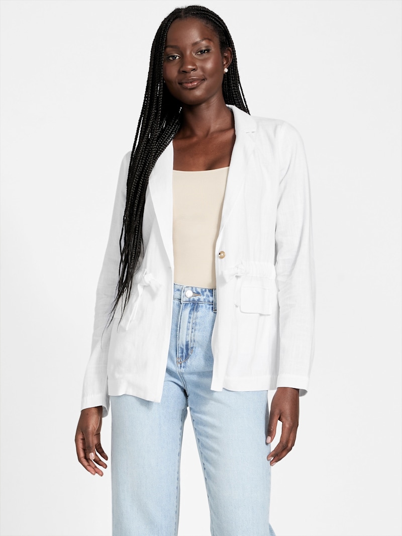 ジャケット BLUMARINE White Gabardine Blazer Gabardine Single-breasted Jacket With Logo Pin | Blumarine