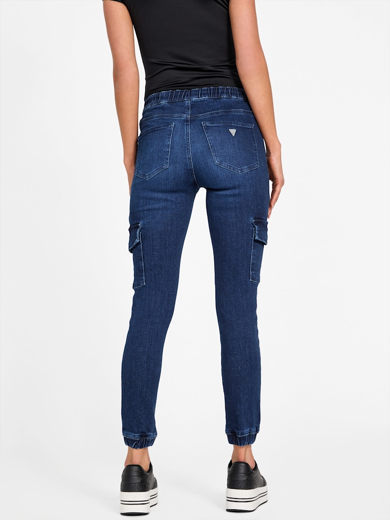 Eco Luna Mid-Rise Cargo Denim Joggers | GUESS Factory