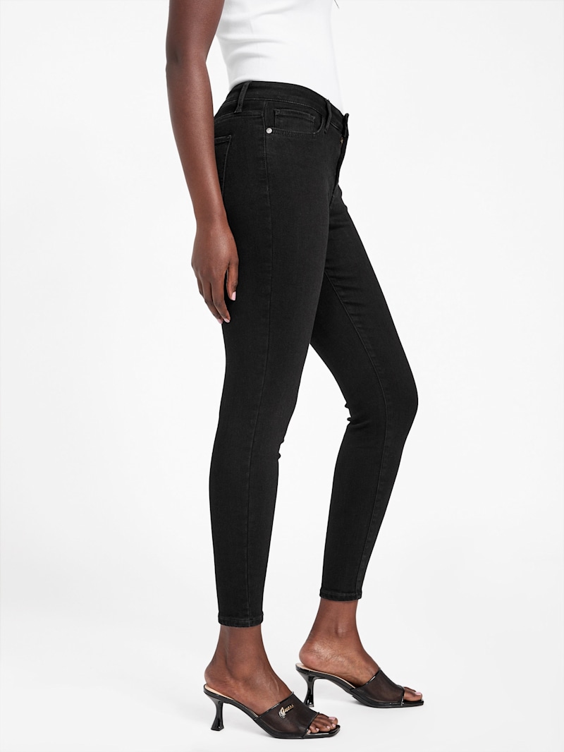 デニム・ジーパン   Mid rise skinny fit black 37.5 denim Eco Serena Mid-Rise Bling Pocket Skinny Jeans | GUESS Factory Ca