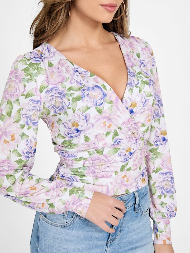 売れ筋商品|||カスパー カットソー トップス レディース Women's Floral Pleated-Neck Cap-Sleeve Top Deep Valencia Multi of today prime clearance Womens Tops Short Sleeve Loose Fit