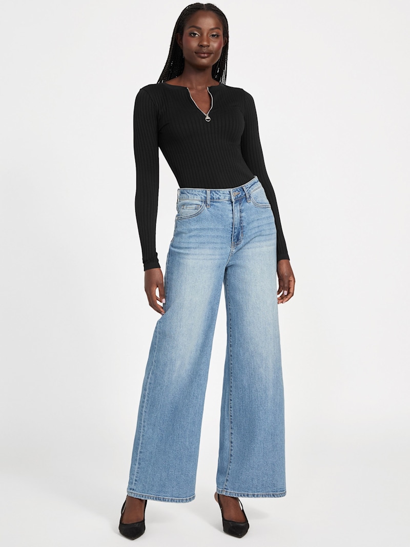 Rianna Zip Sweater Top | GUESS Factory