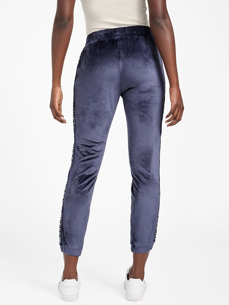 Eco Janess Logo-Tape Velour Joggers | GUESS Factory