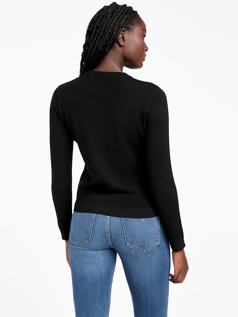 Peggy Rhinestone Logo Sweater | GUESS Factory Ca
