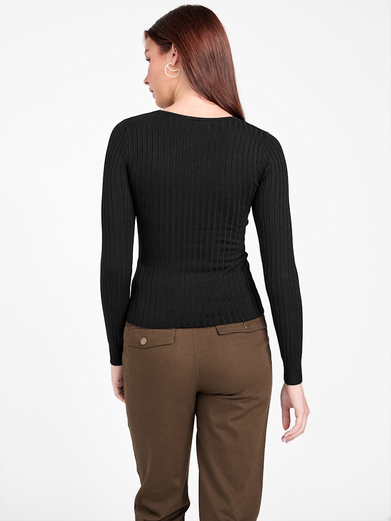 カルバン・クライン   Solid Rayon ニット Shrug レディース Sweaters Black Sonia Rib Knit Shrug Cardigan | Greylin Collection | Greylin