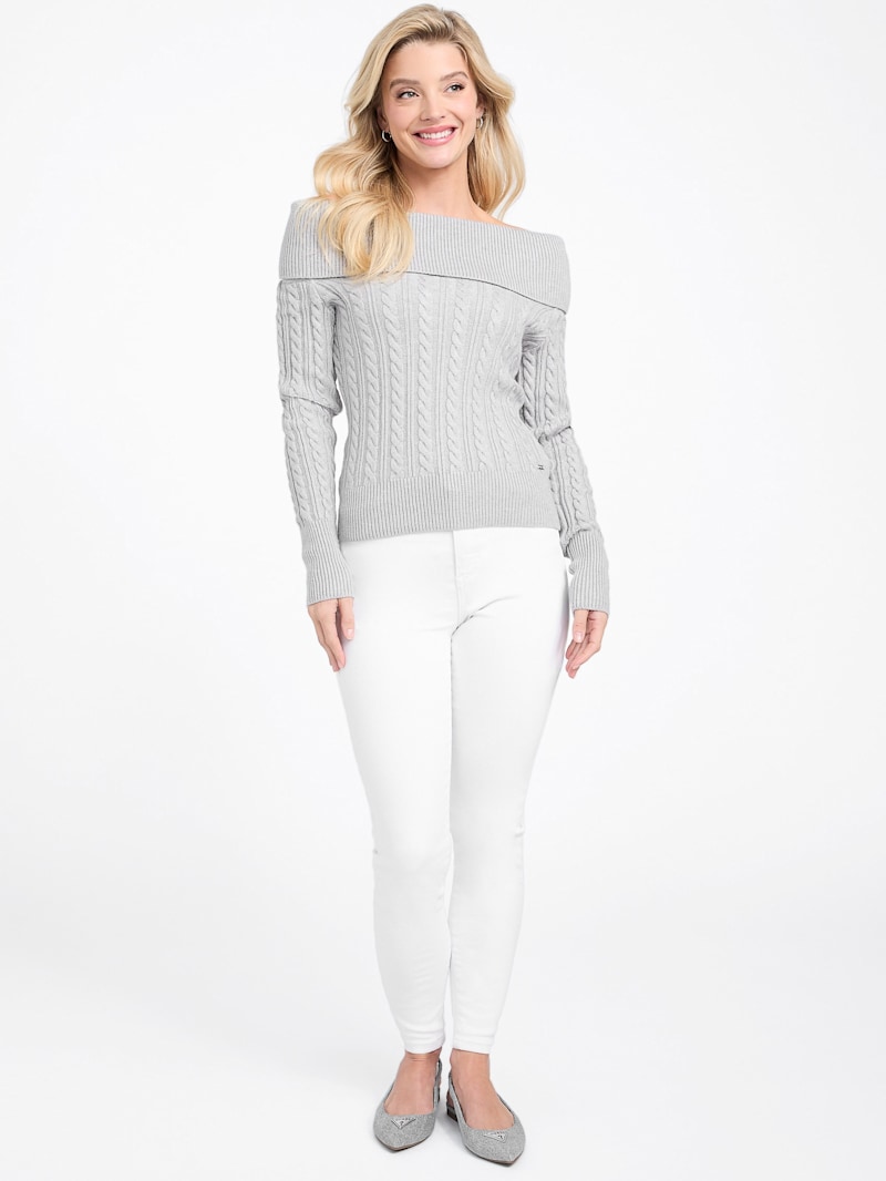 ANDWANG AND one shoulder bijou sweat グレー ANDWANG one shoulder bijou sweat