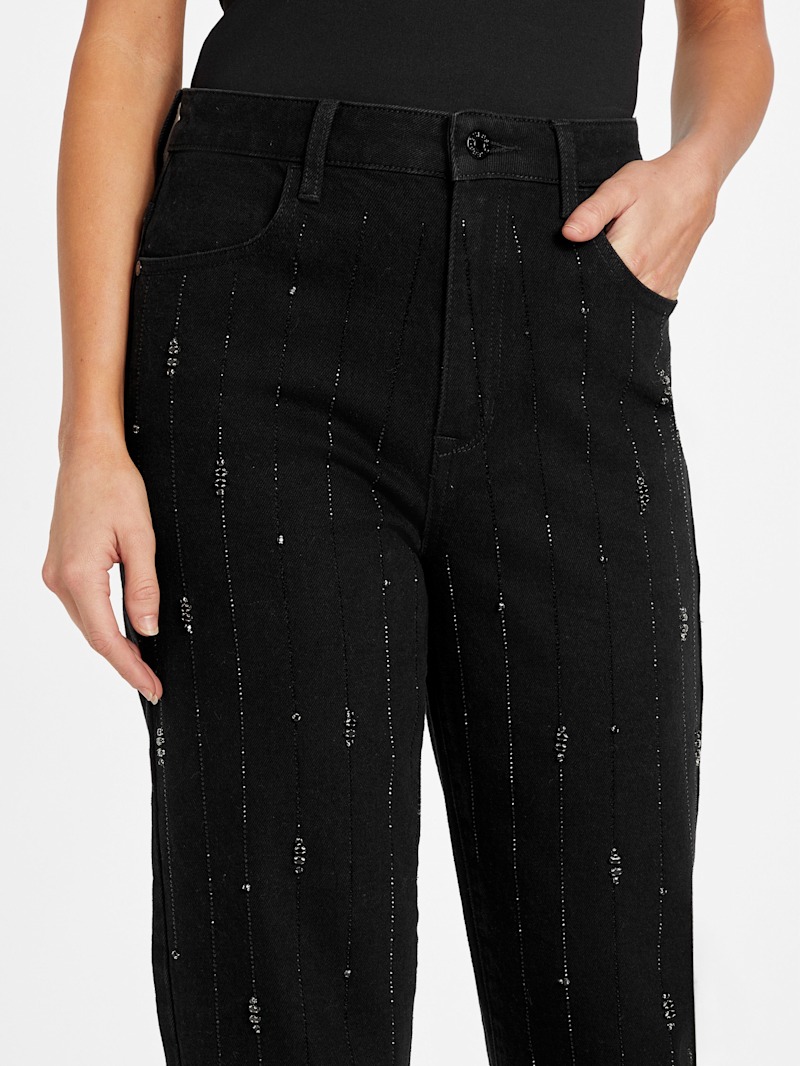 Renda Rhinestone High-Rise Straight Jeans | GUESS Factory