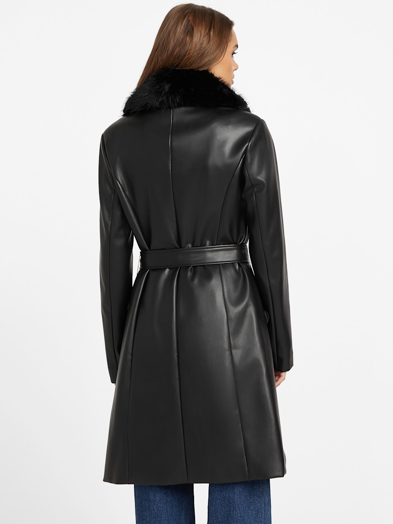 Cheryl Faux-Leather Trench Coat | GUESS Factory