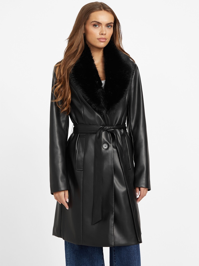 Cheryl Faux-Leather Trench Coat | GUESS Factory