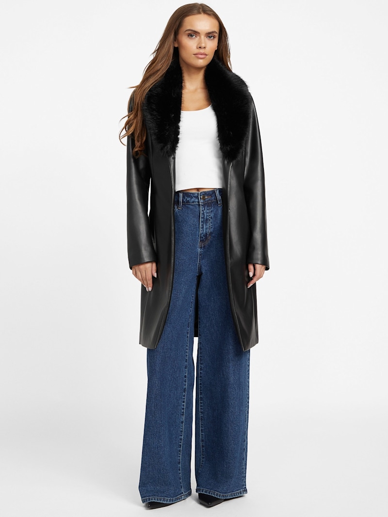 Cheryl Faux-Leather Trench Coat | GUESS Factory