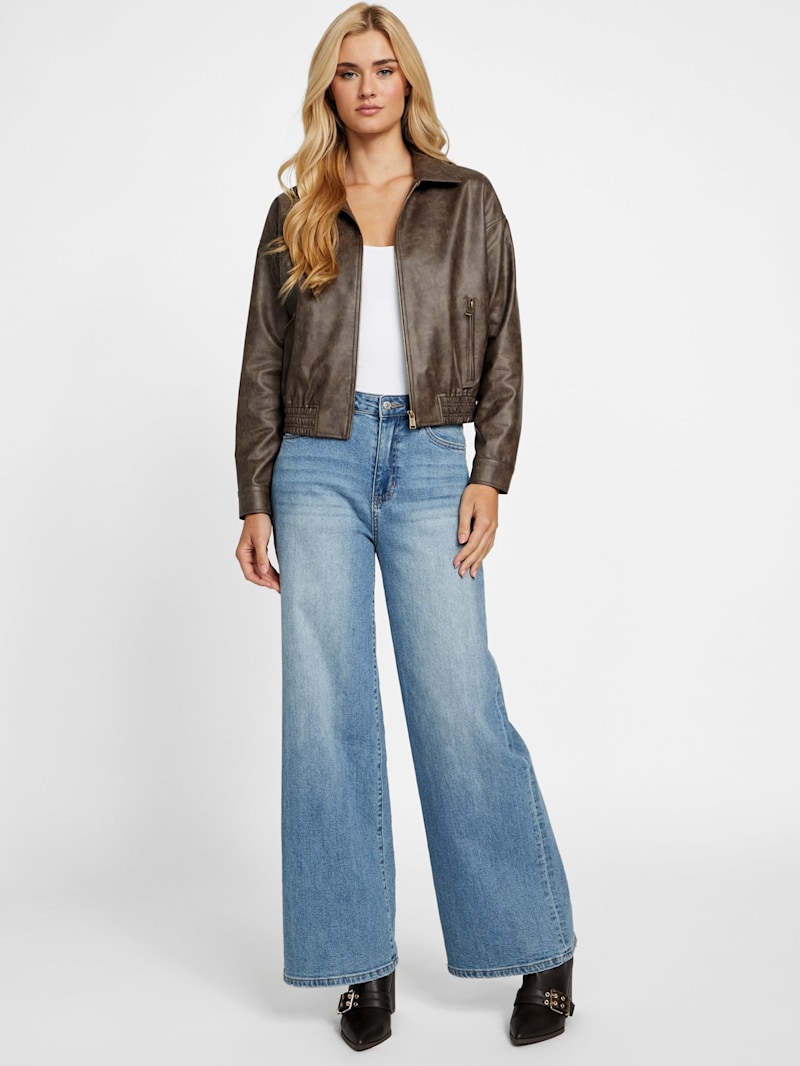 Amelia Vintage Faux-Leather Jacket | GUESS Factory