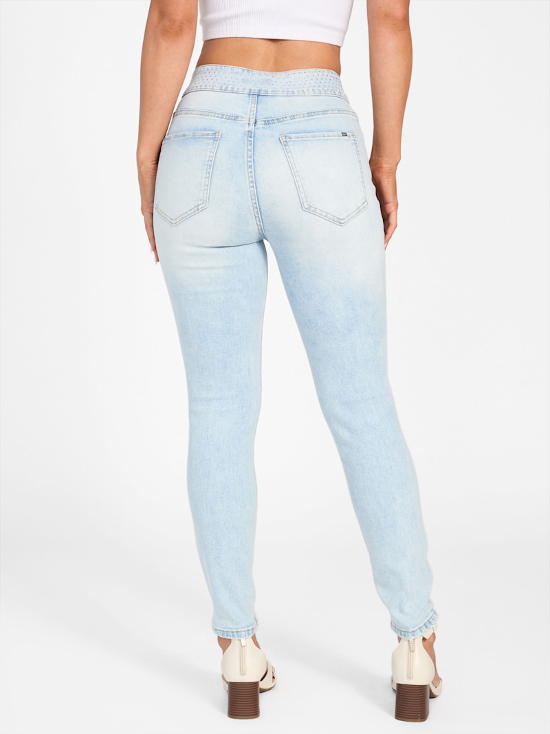 Zulera Rhinestone High-Rise Skinny Jeans | GUESS Factory