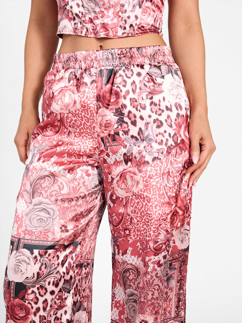 Karly Printed Satin Pants | GUESS Factory