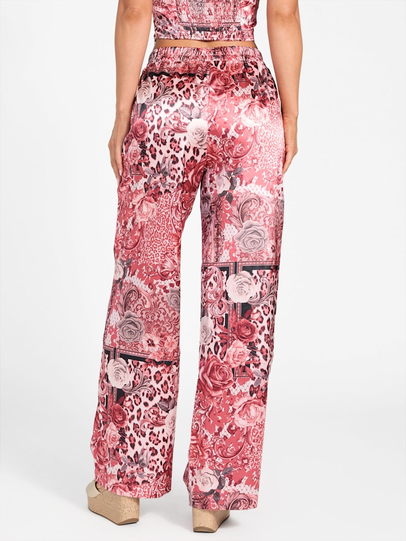 Karly Printed Satin Pants | GUESS Factory