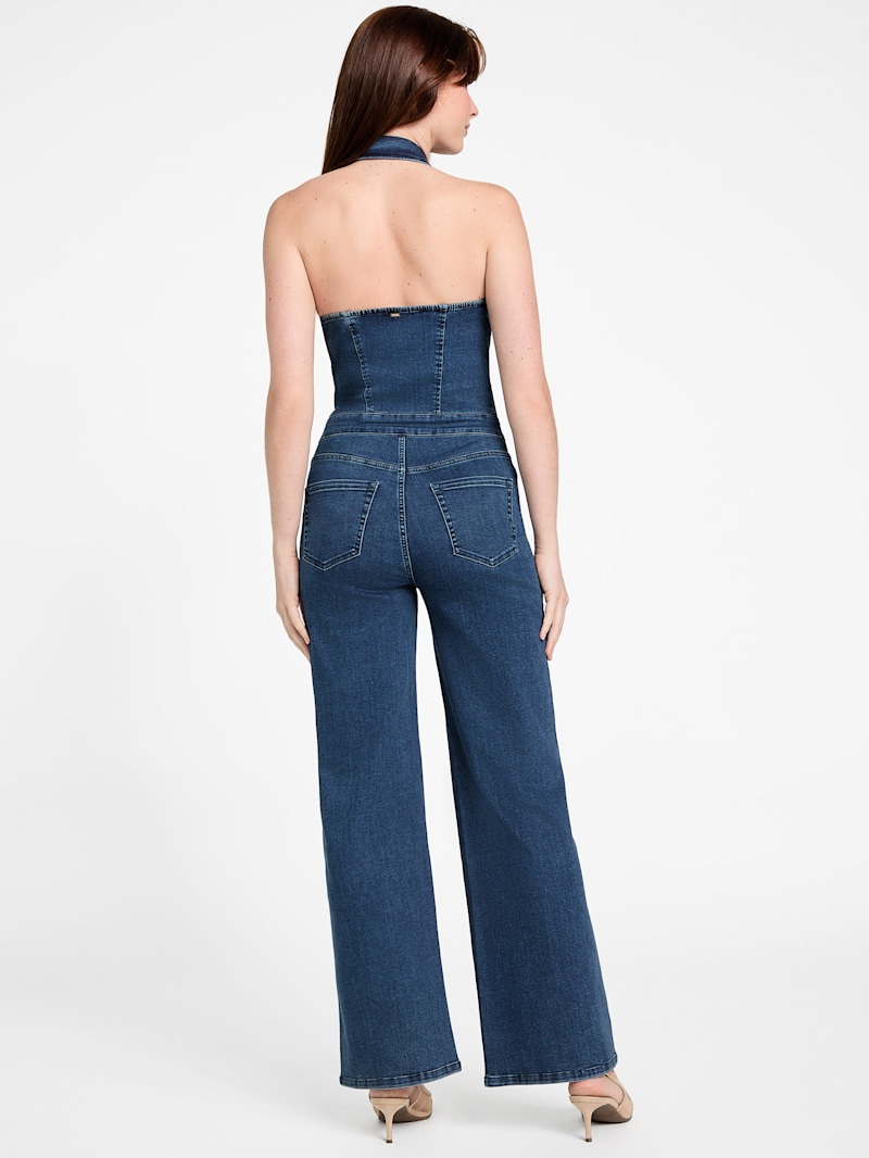Eco Layna Wide-Leg Denim Jumpsuit | GUESS Factory Ca