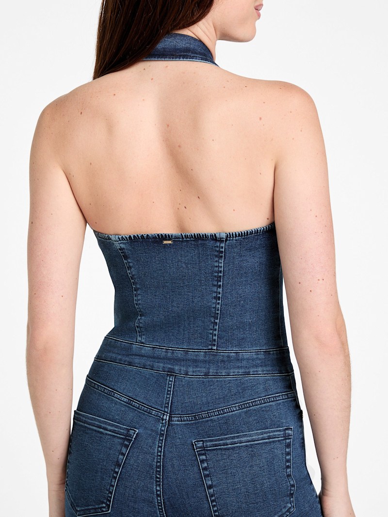 Eco Layna Wide-Leg Denim Jumpsuit | GUESS Factory Ca