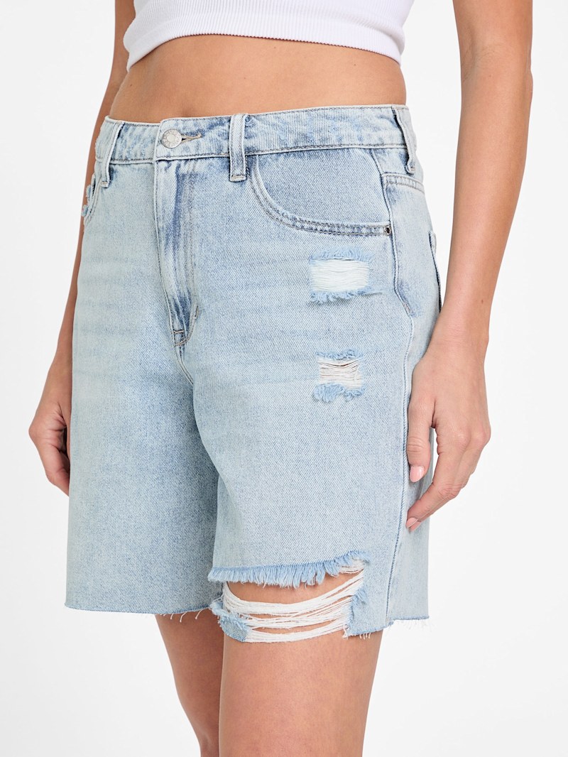 Lucy High-Rise Denim Bermuda Shorts | GUESS Factory