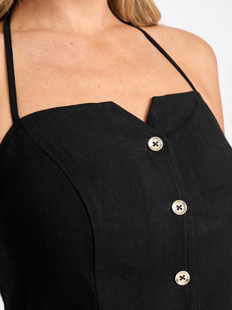 【GUESS】ジャズリー Zulley Linen-Blend Halter Top | GUESS Factory Ca