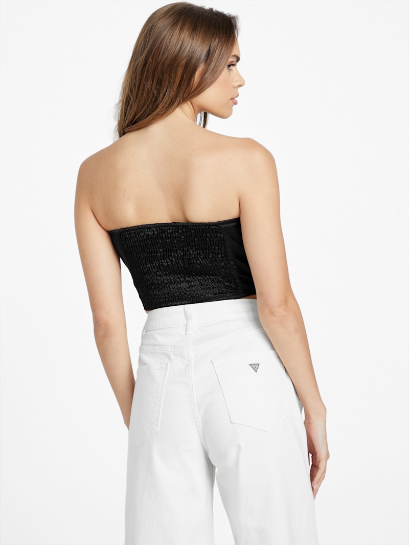 Karly Satin Strapless Top | GUESS Factory