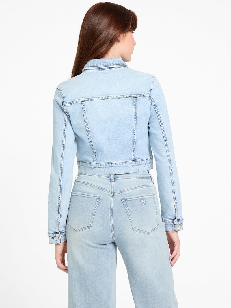 Zulera Crop Rhinestone Denim Jacket | GUESS Factory