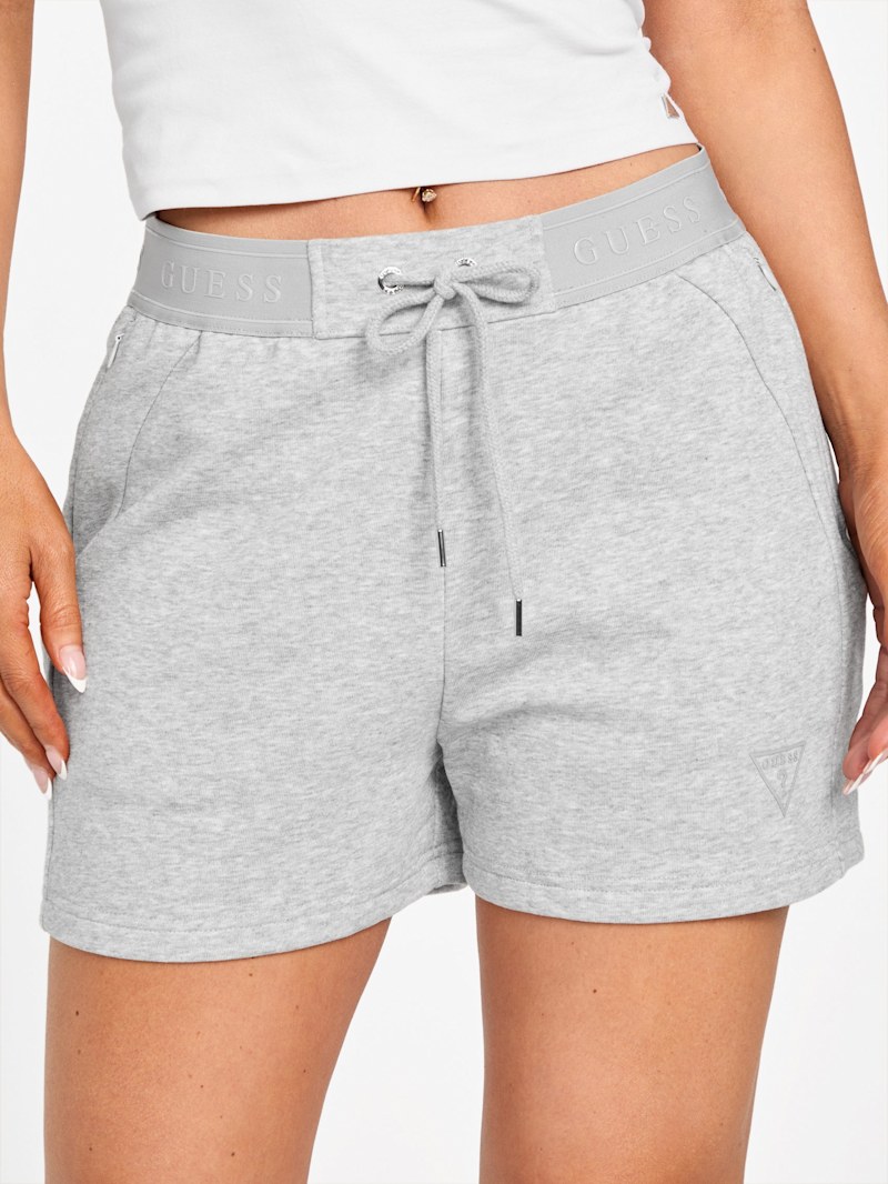 【BRICK】MARBLE WASH SLOGAN SWEAT SHORTS Marsha Logo Tape Shorts | GUESS Factory
